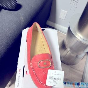 Liz Claiborne Pink/ Salmon suede loafers NWT size 8